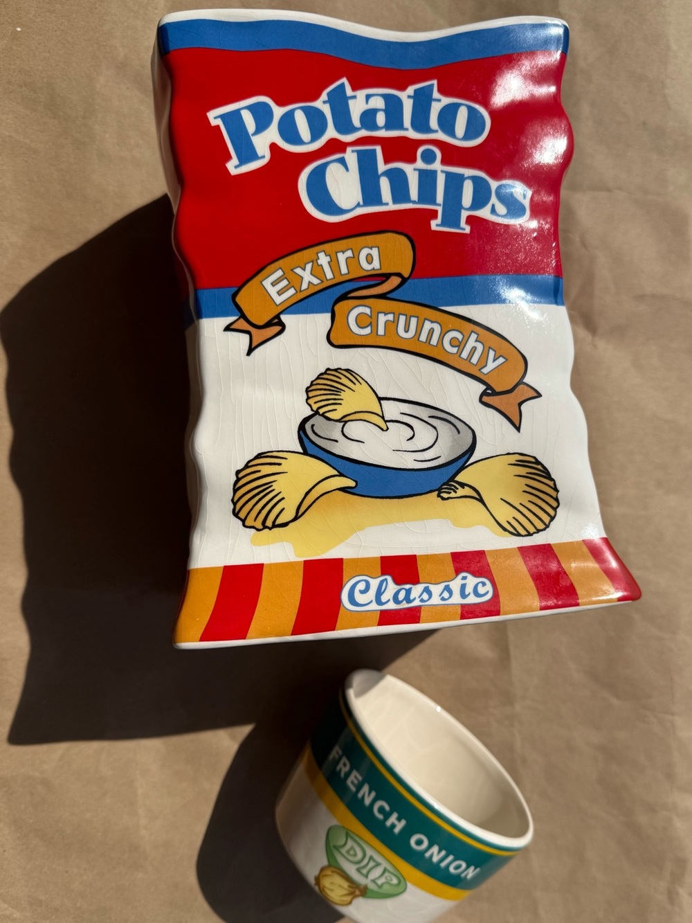 Vintage Potato Chips & Dip Ceramic Jars